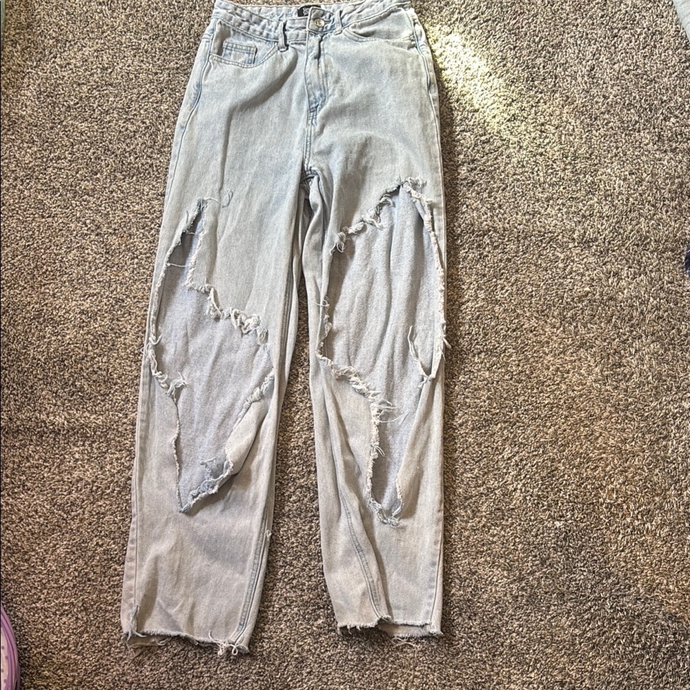 Distressed Light Gray Women's Jeans